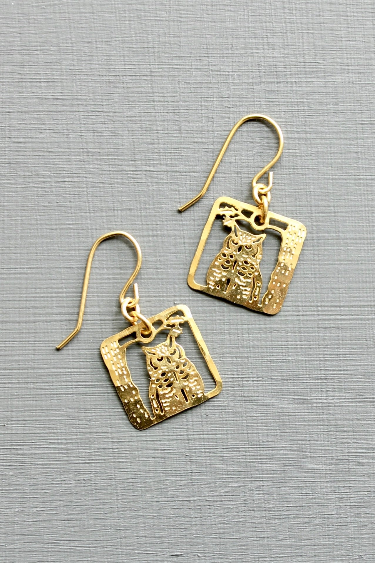 Mini owl earrings .675 inch