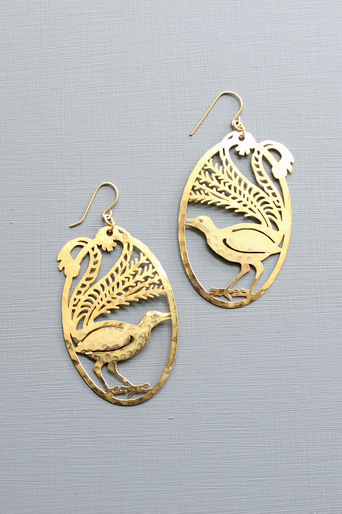 Lyrebird earrings 2.375 inches