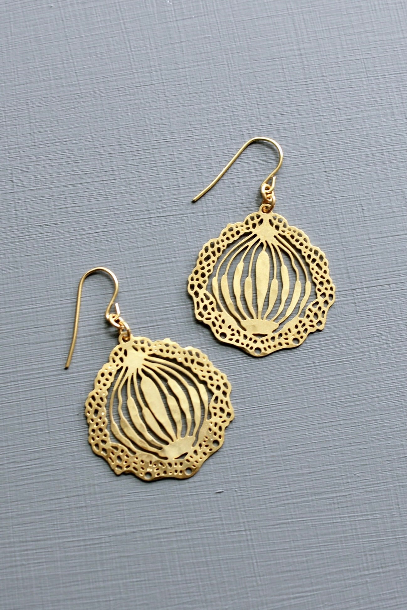 Lotus seed pod earrings 1.75 inches