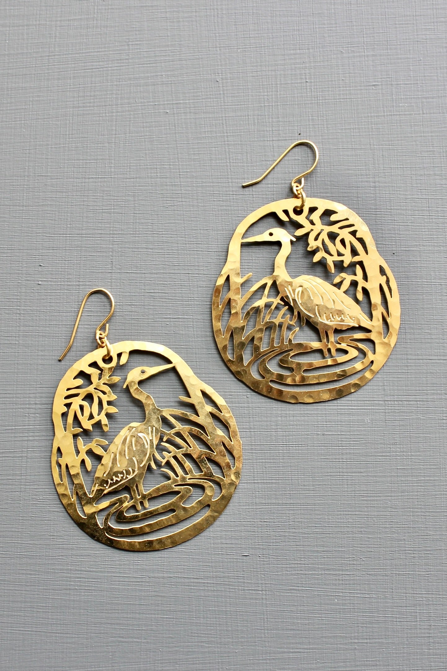 Great blue heron earrings 2 inches