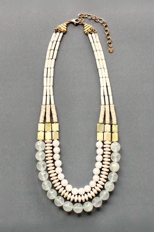 ISL121 Triple strand white stone necklace