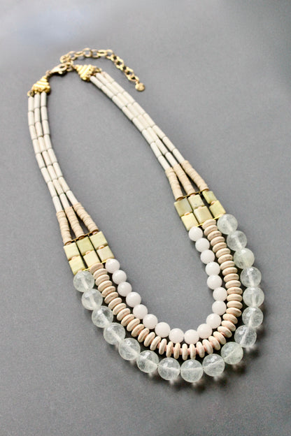 ISL121 Triple strand white stone necklace