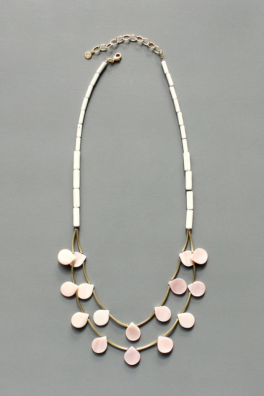 ISL322 Mother-of-pearl double strand necklace