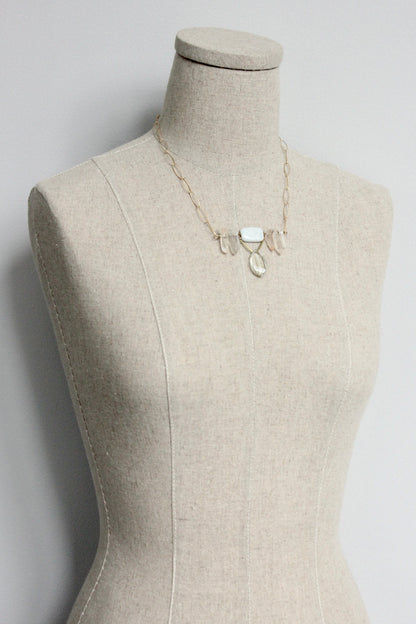 ISL518 Quartz geometric pendant necklace