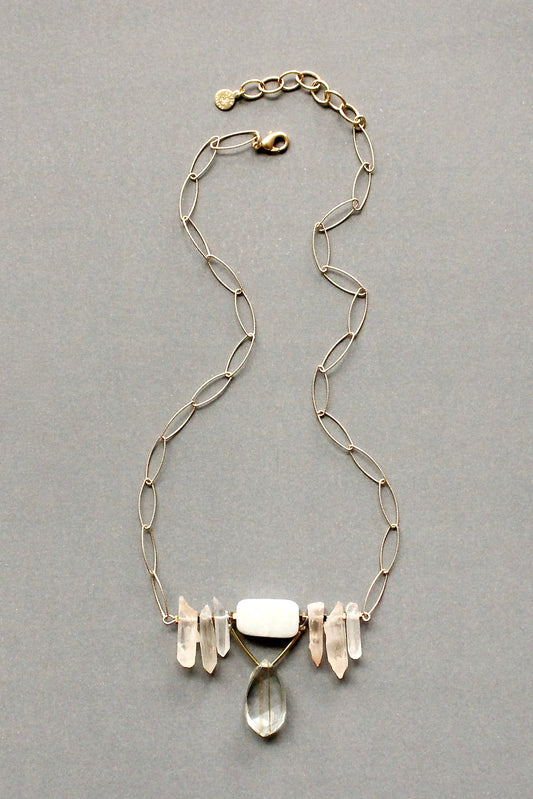 ISL518 Quartz geometric pendant necklace