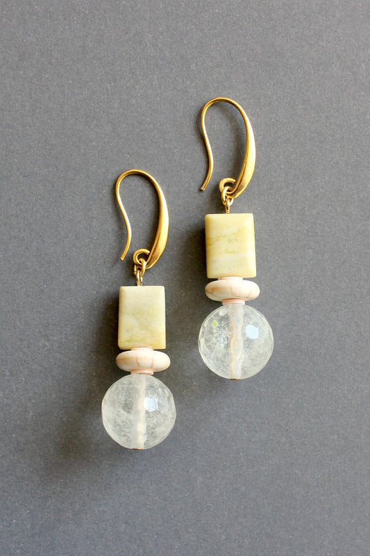 ISLE15 Jade and quartz earrings