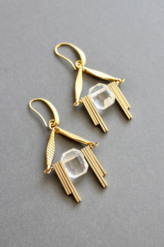 ISLE20 Acrylic and brass geometric earrings