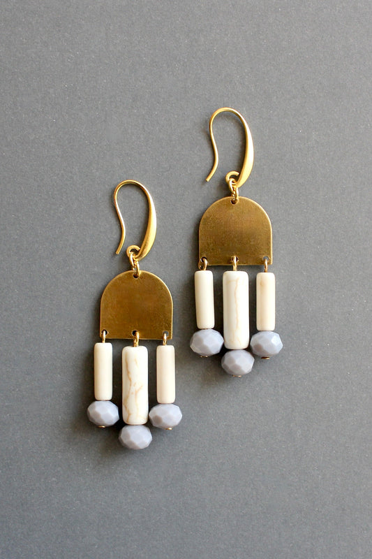 ISLE22 White and gray geometric earrings