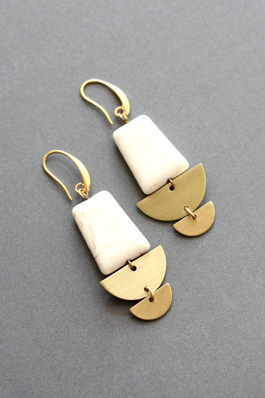 ISLE33 White geometric earrings