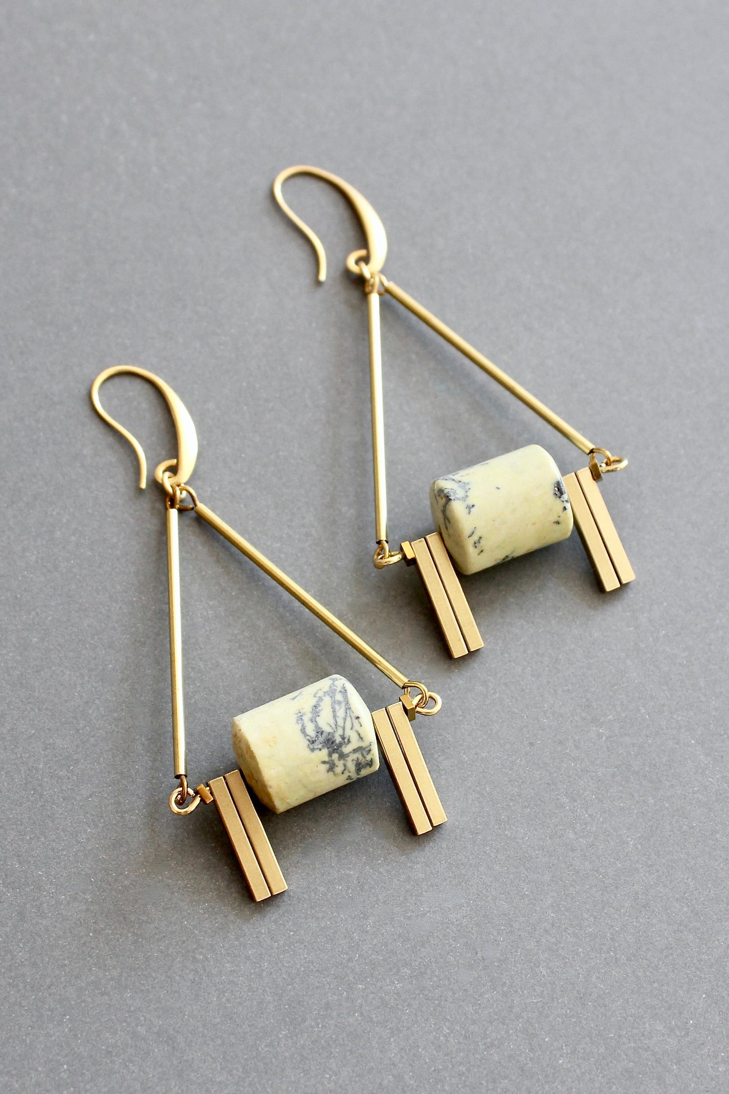 ISLE39 Yellow turquoise geometric earrings