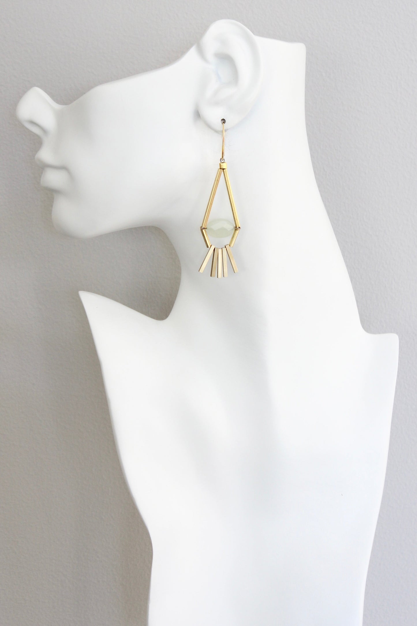 ISLE45 Green aventurine and brass geometric earrings