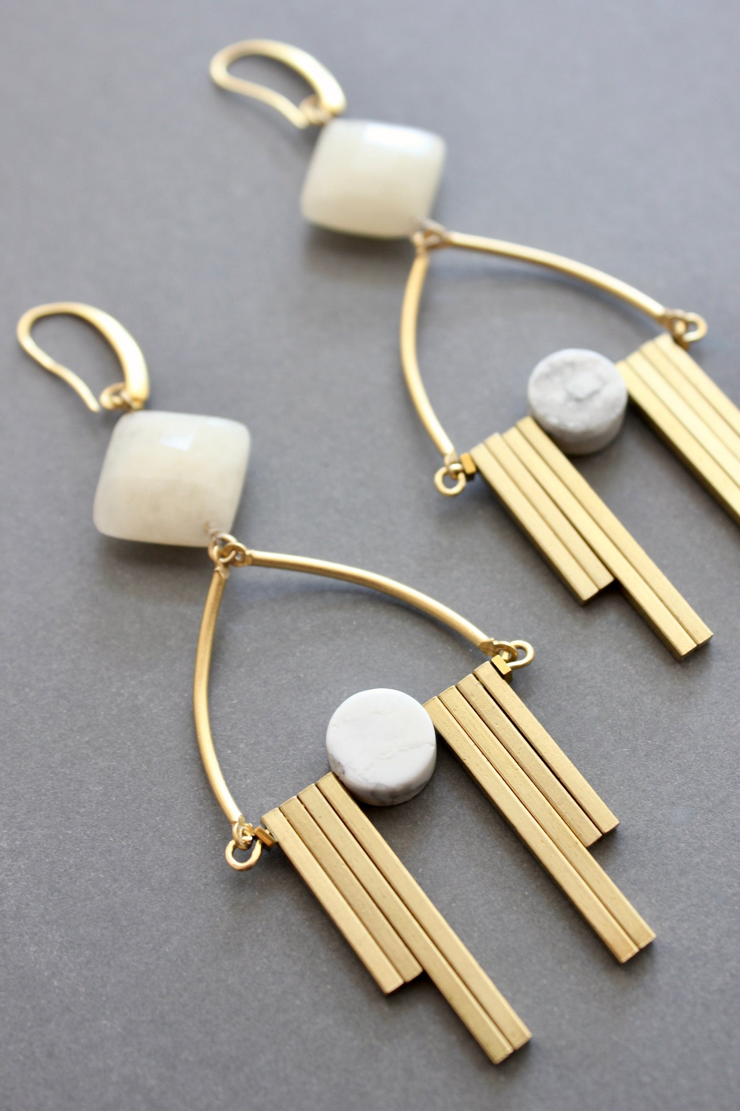 ISLE52 Calcite and magnesite Artdeco earrings