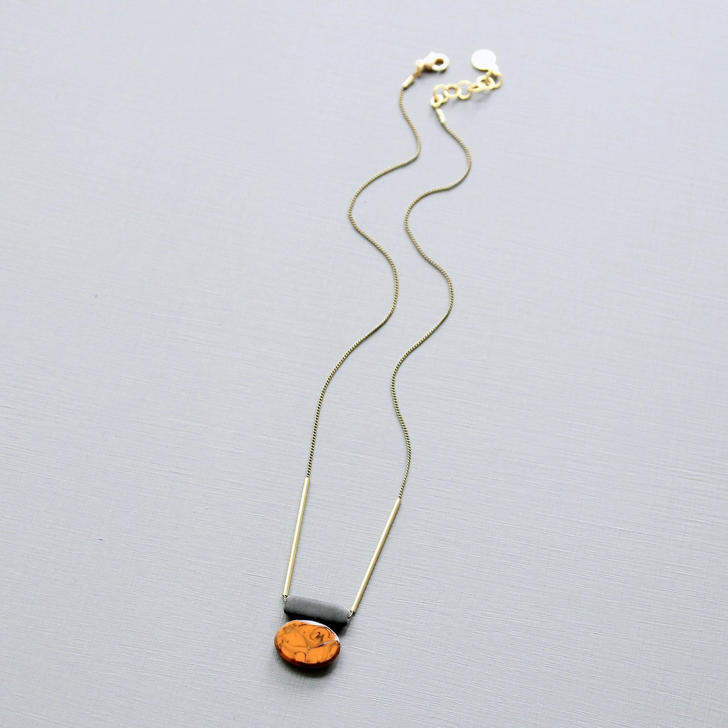 JLT116 vintage orange glass necklace