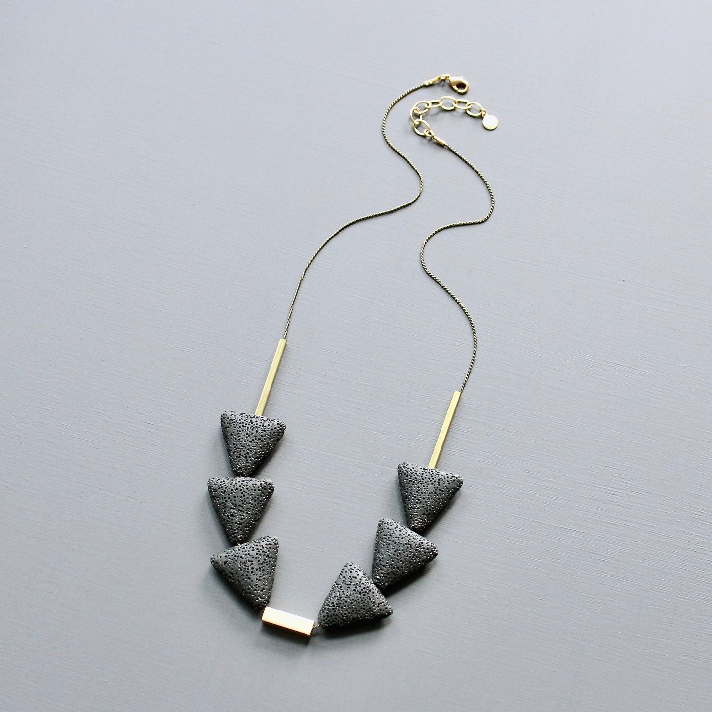 JLT424 black triangle lava necklace