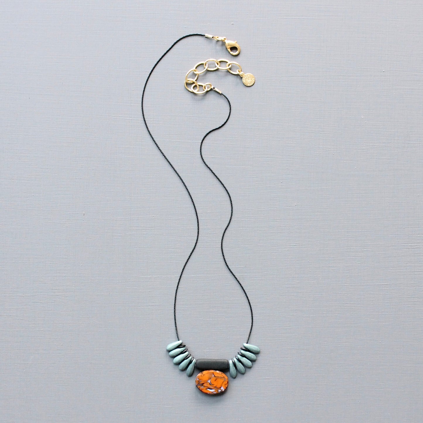JLT516 vintage orange and teal necklace