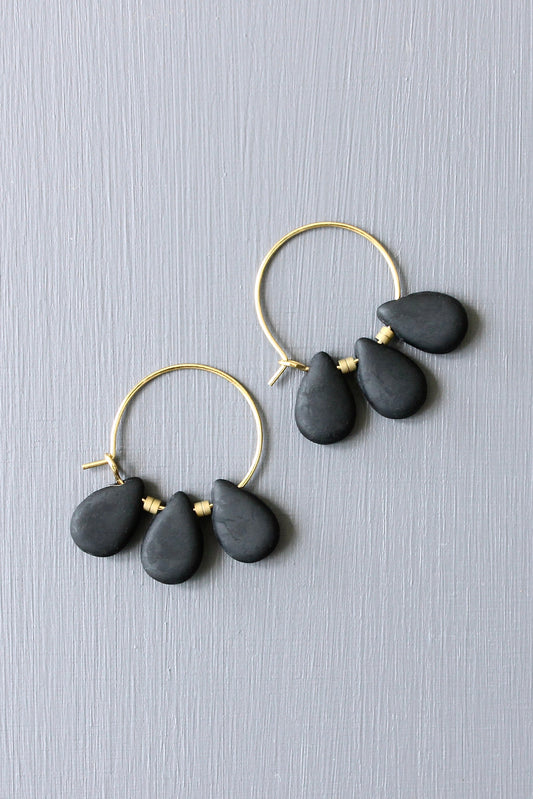 JLTE02 matte black mini hoop earrings