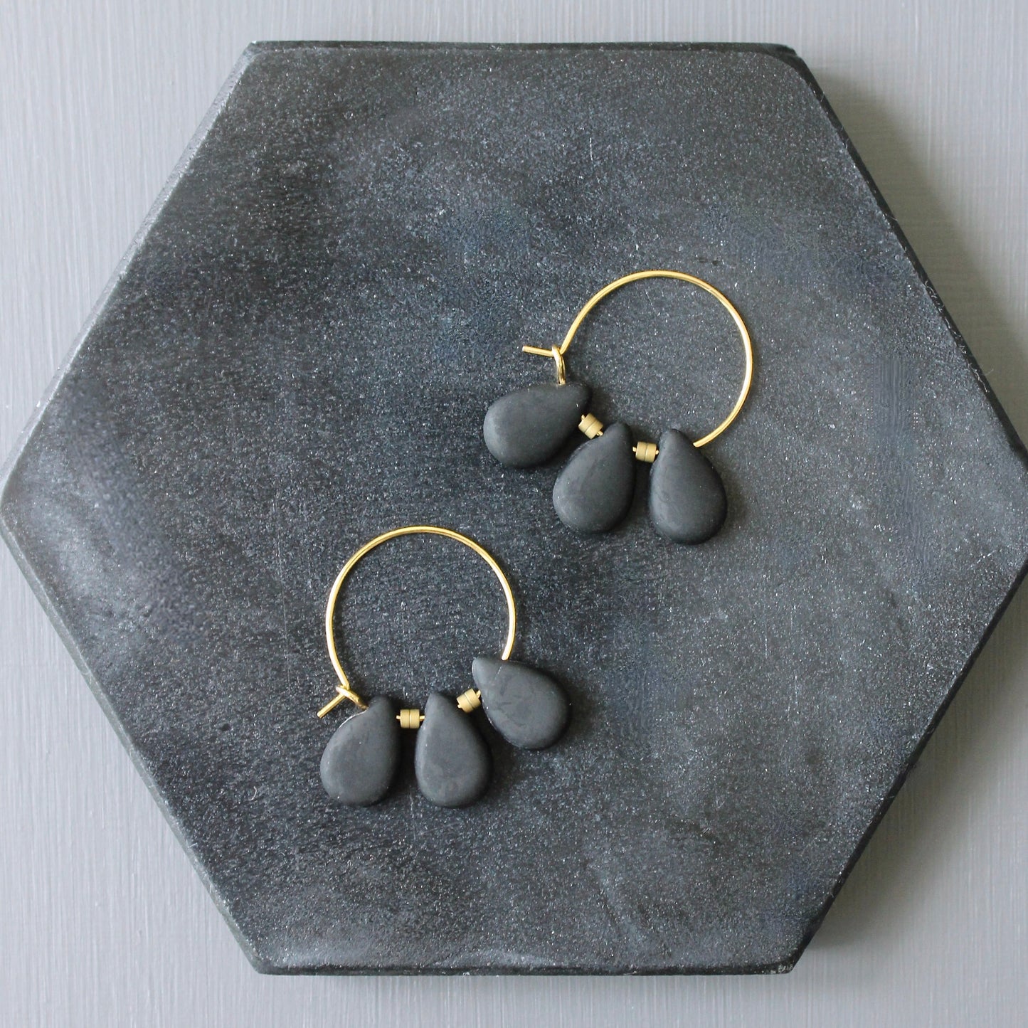JLTE02 matte black mini hoop earrings