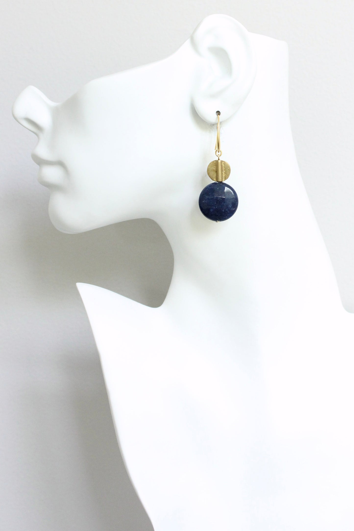 JLTE16 navy and brass earrings
