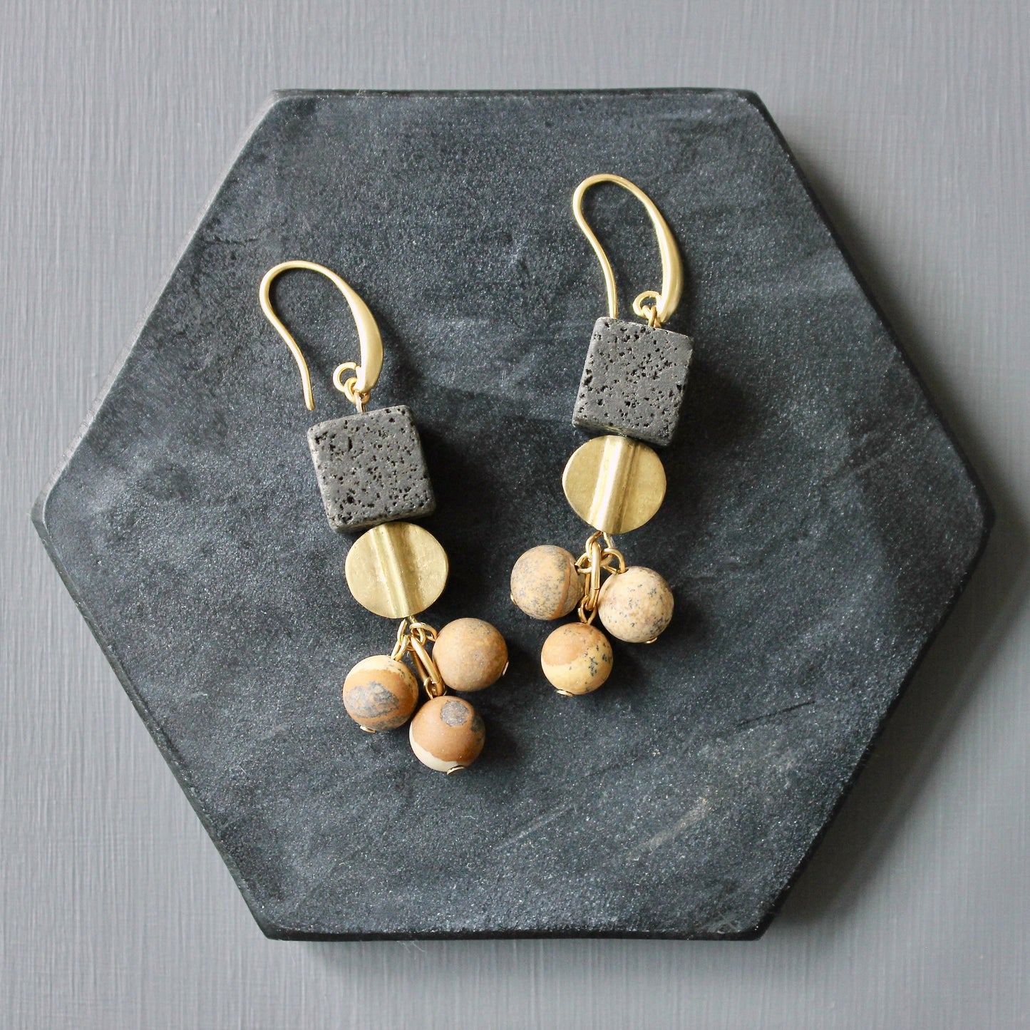 JLTE36 lava and jasper earrings