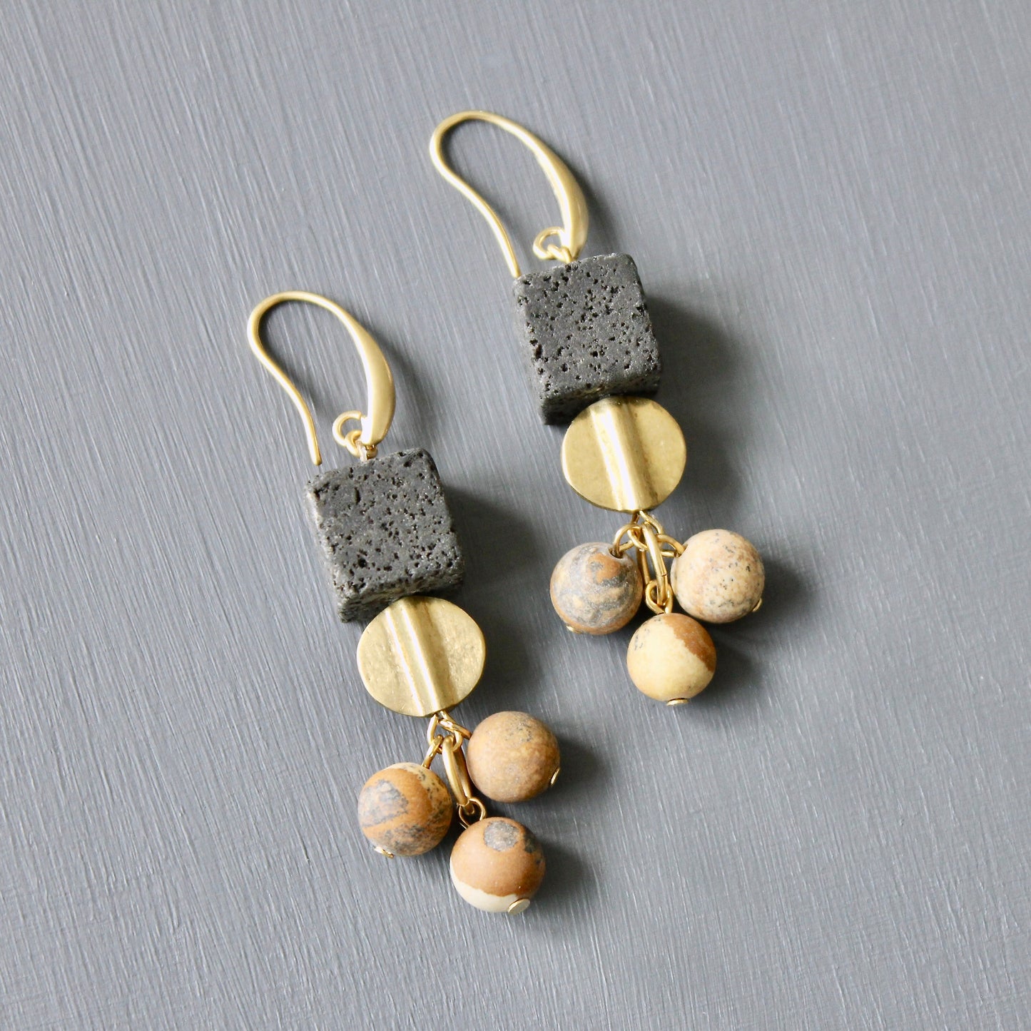 JLTE36 lava and jasper earrings