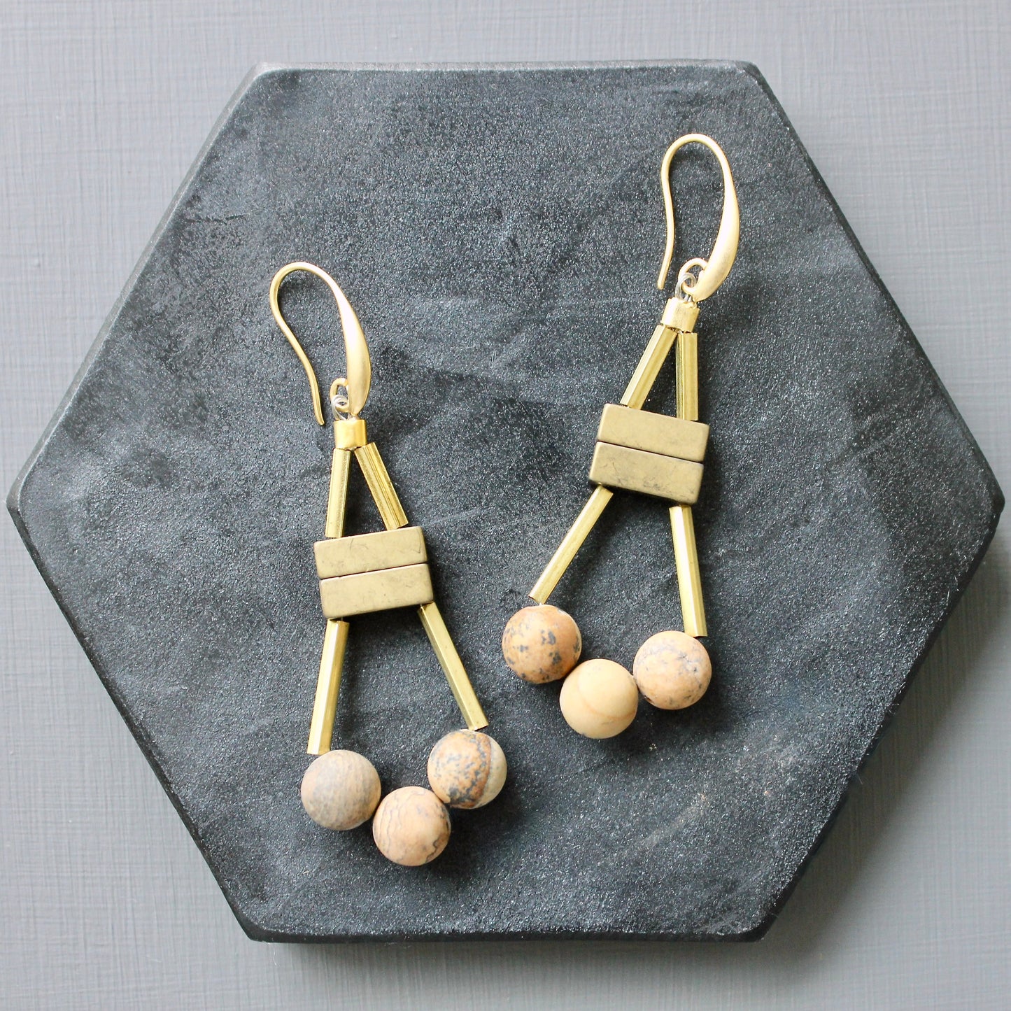 JLTE41 jasper geometric earrings