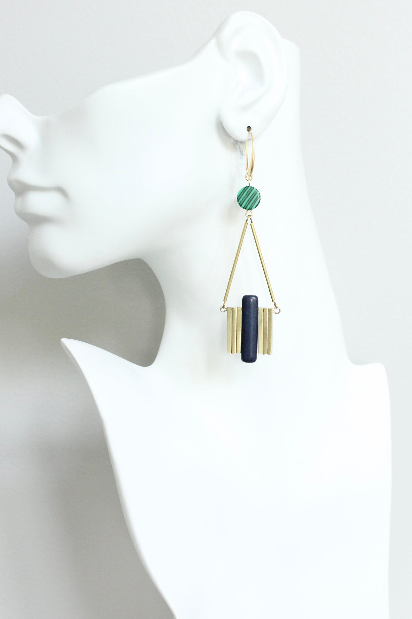 JLTE69 green and blue Artdeco earrings