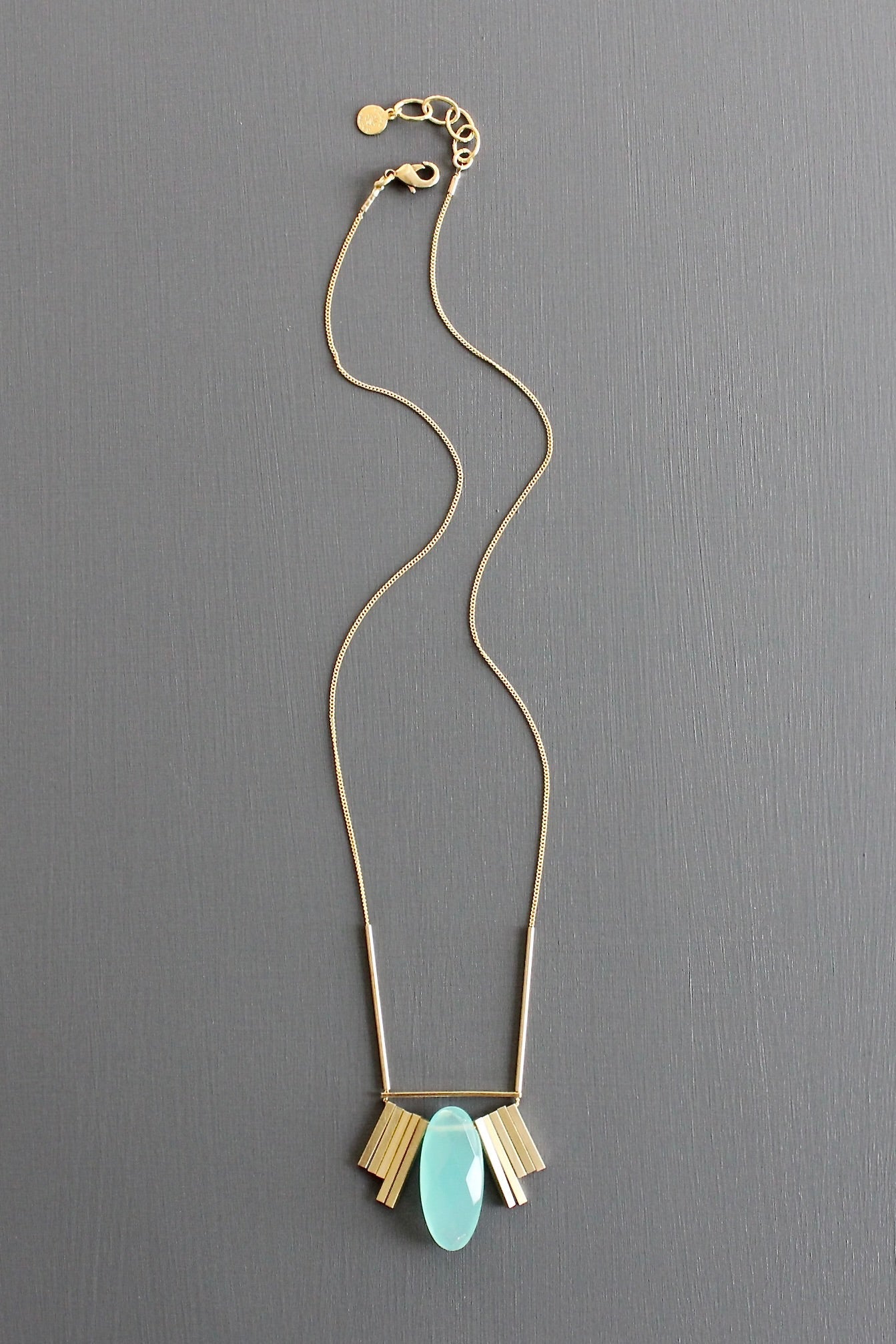 KYL119 aquamarine Artdeco necklace