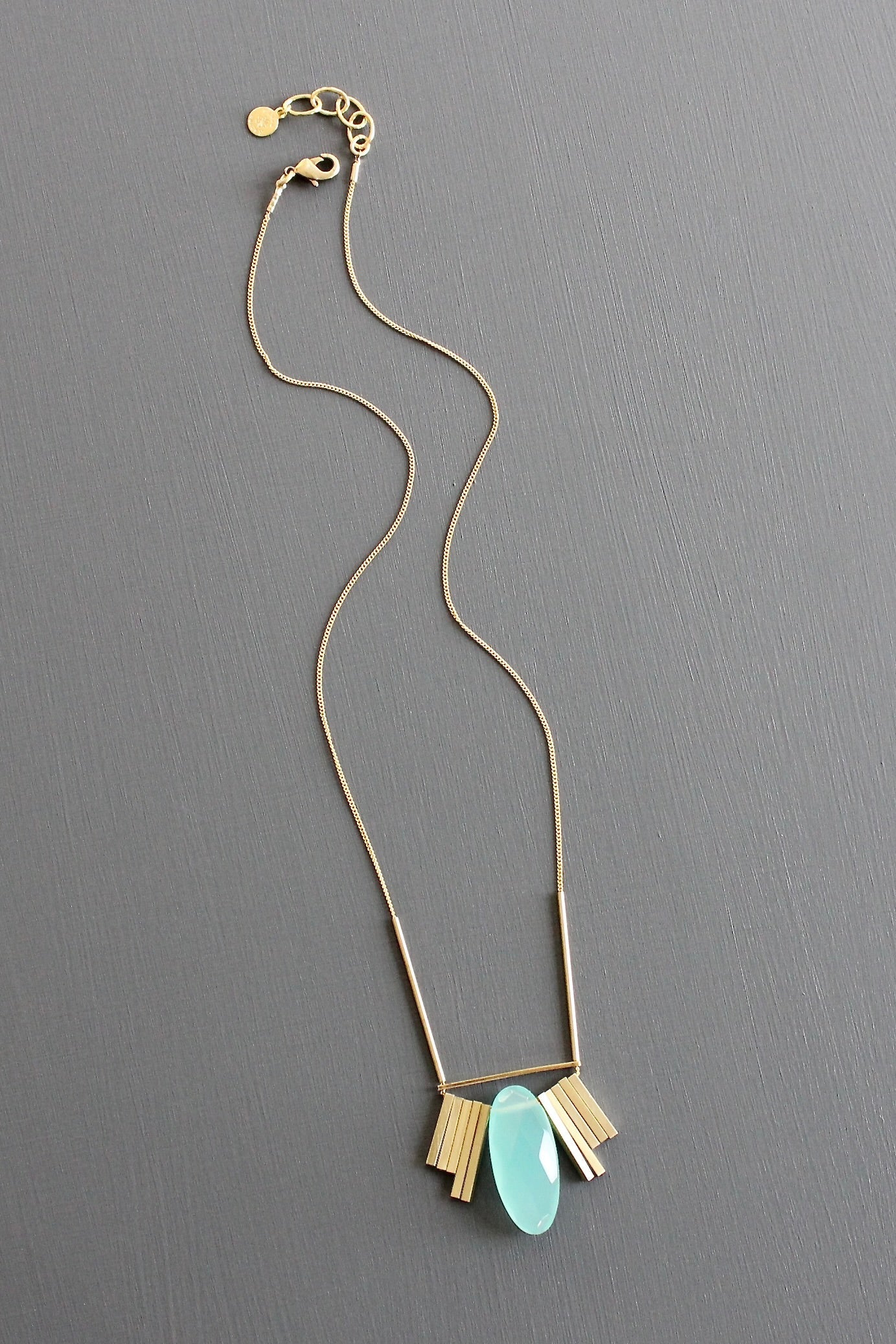 KYL119 aquamarine Artdeco necklace