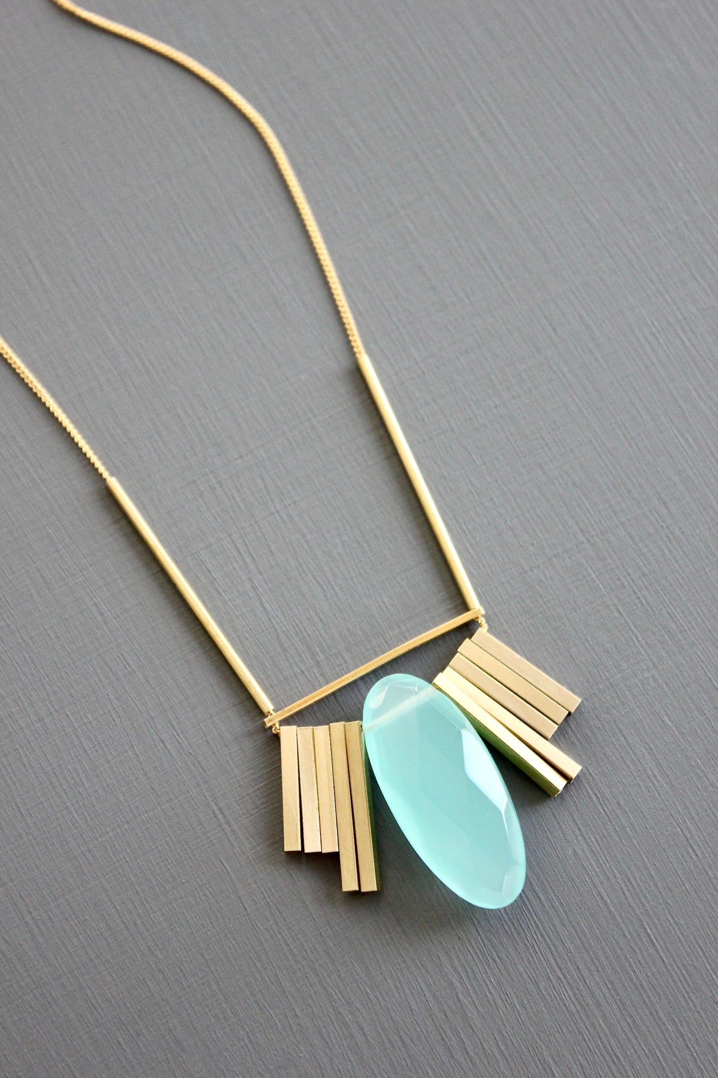 KYL119 aquamarine Artdeco necklace
