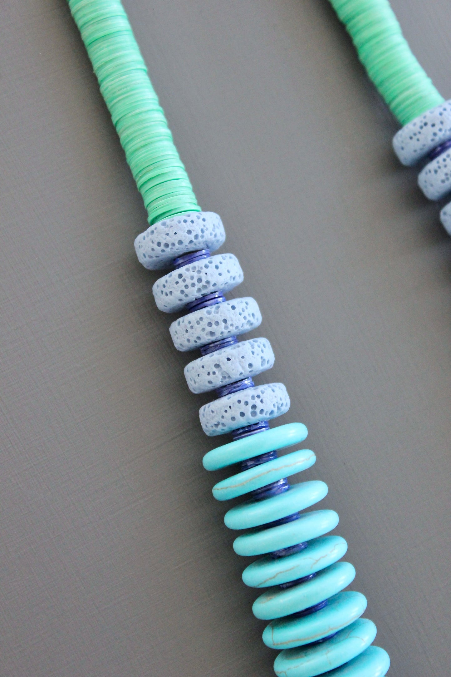 KYL132 turquoise and green long necklace