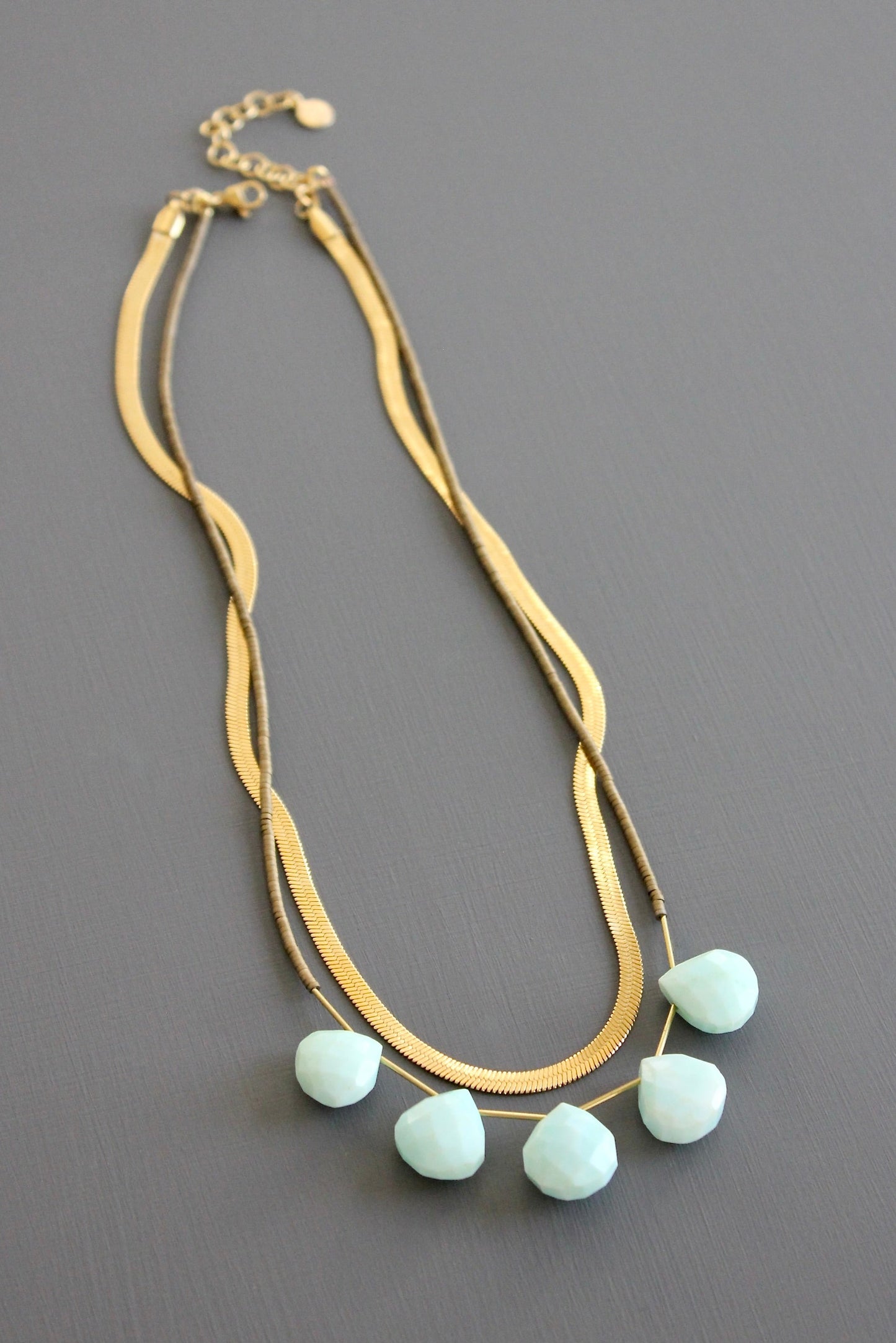 KYL418 herringbone and amazonite necklace