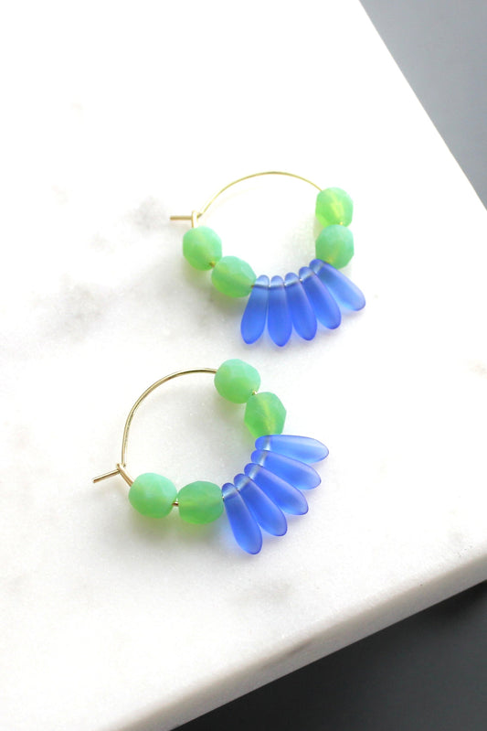 KYLE02 cobalt and mint hoop earrings