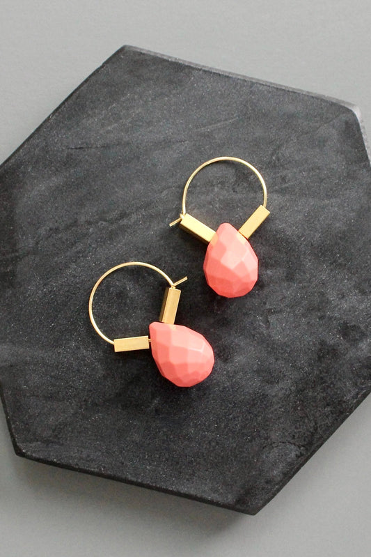 KYLE04 coral teardrop hoop earrings