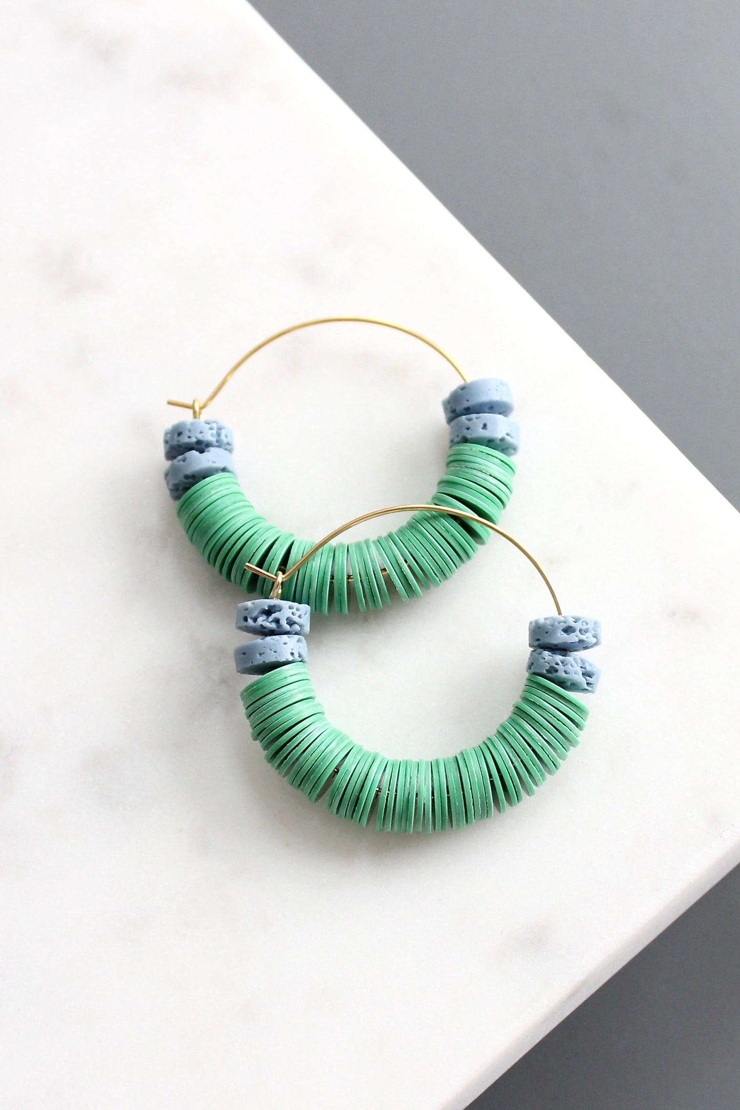 KYLE07 vulcanite and lava bead hoop earrings