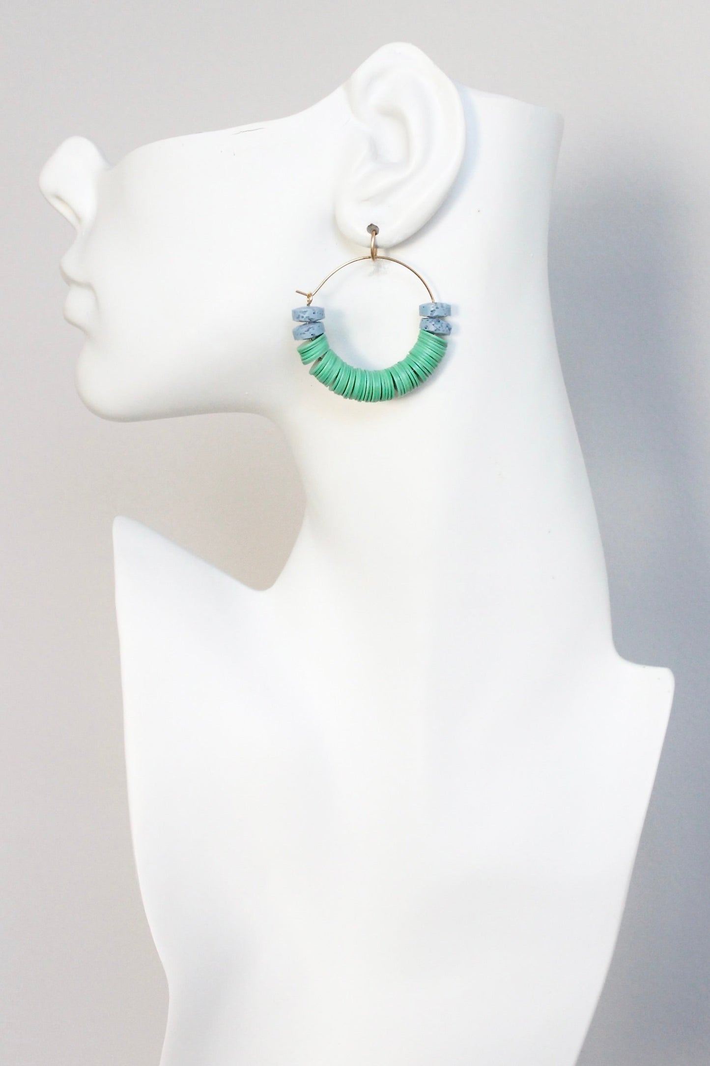 KYLE07 vulcanite and lava bead hoop earrings