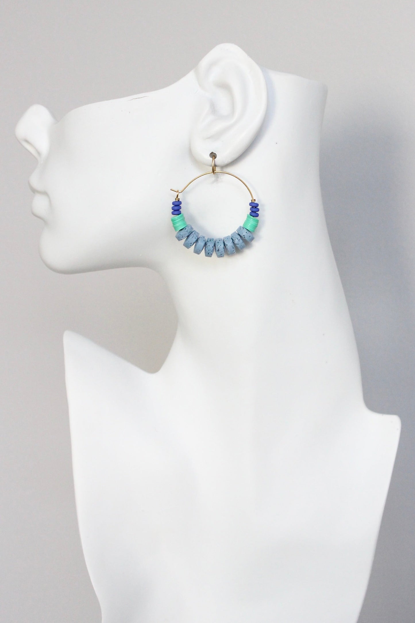 KYLE10 lava bead and vulcanite hoop earrings