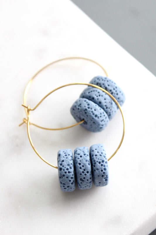 KYLE11 lava bead hoop earrings