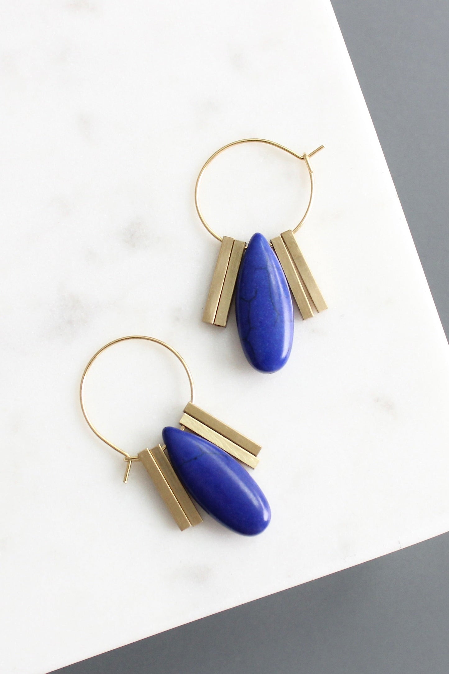 KYLE12 cobalt Artdeco hoop earrings