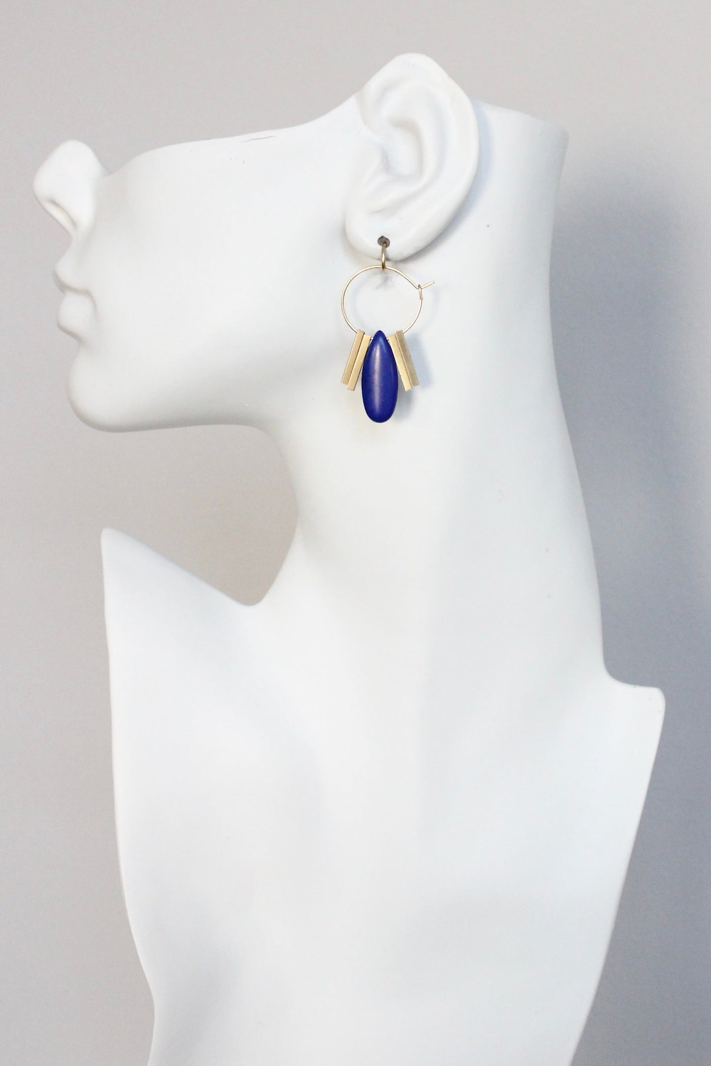 KYLE12 cobalt Artdeco hoop earrings
