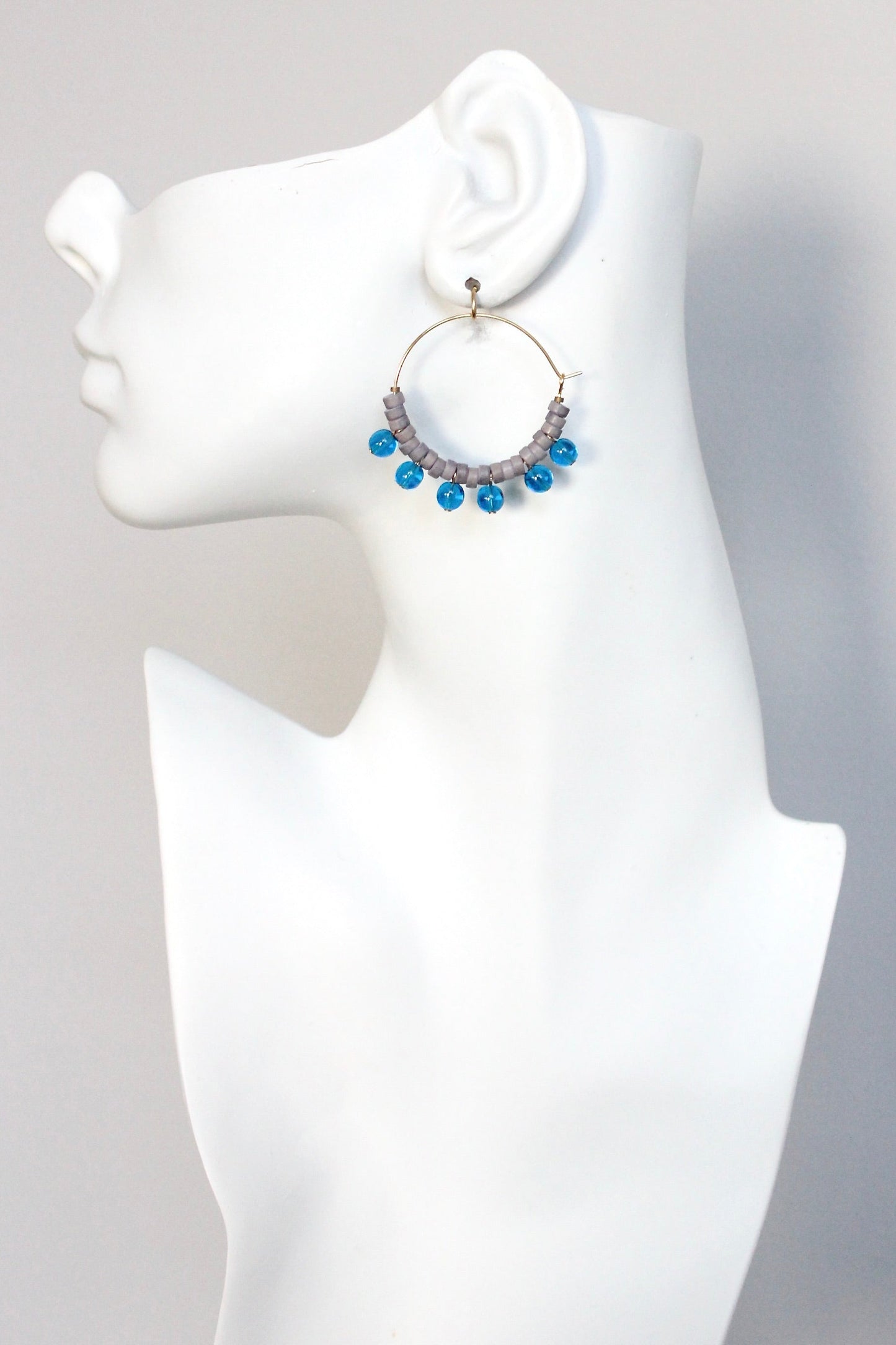 KYLE13 capri blue and gray hoop earrings