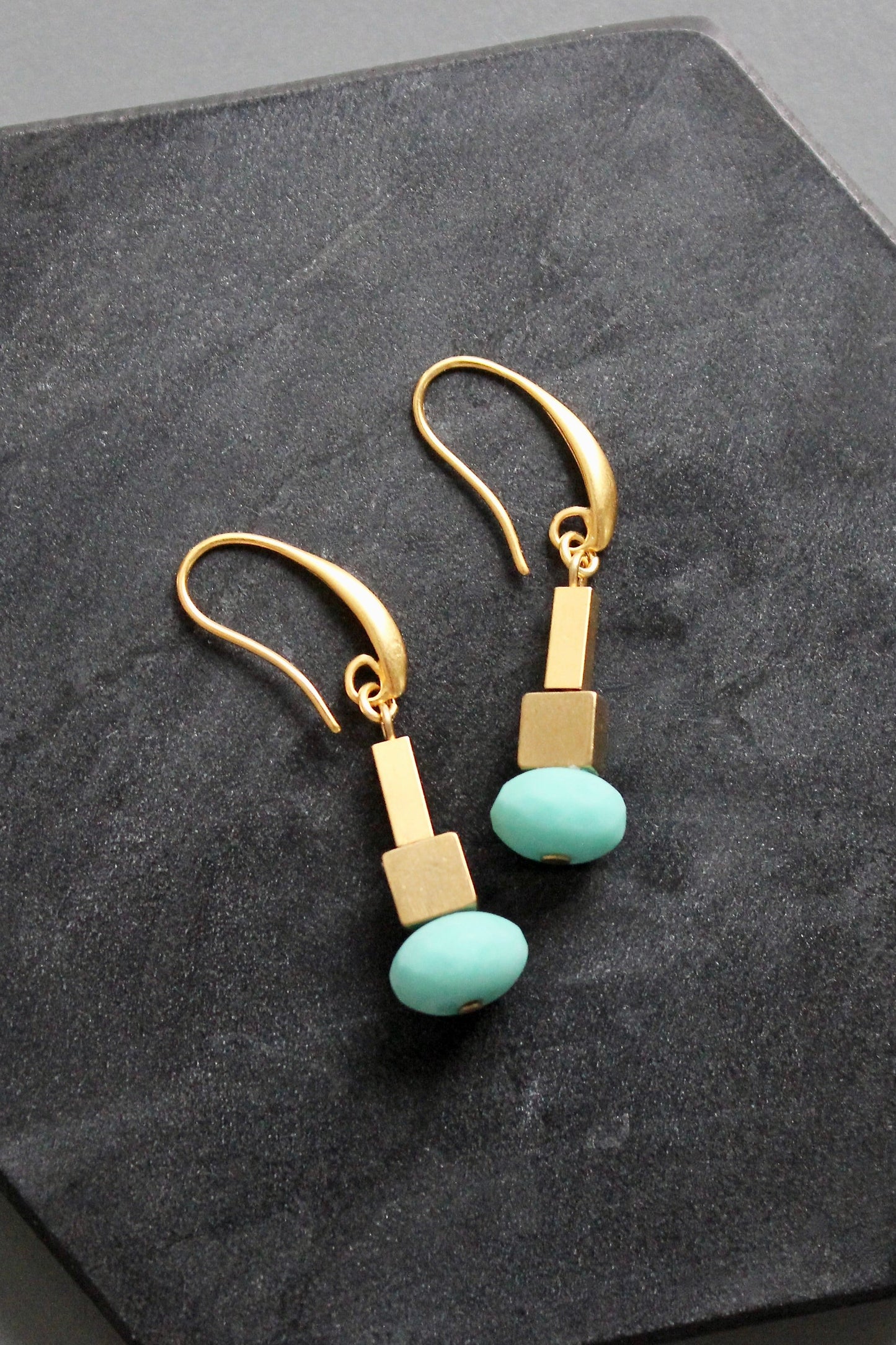 KYLE15 turquoise glass earrings