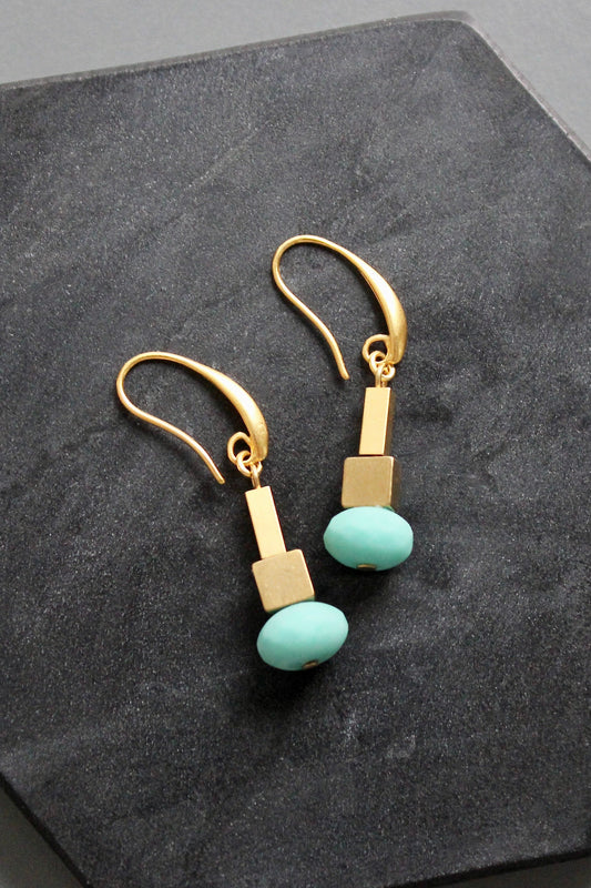KYLE15 turquoise glass earrings