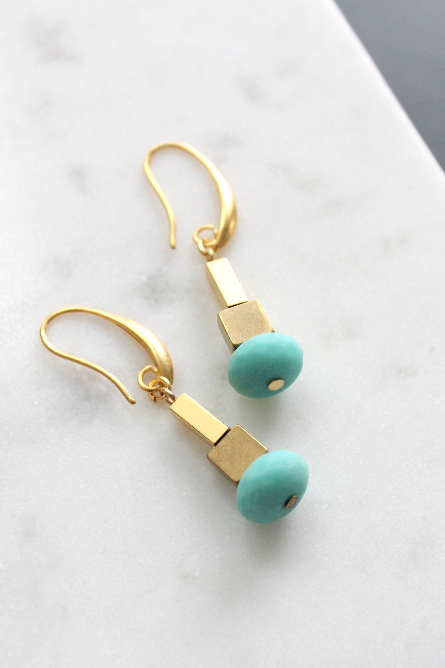 KYLE15 turquoise glass earrings