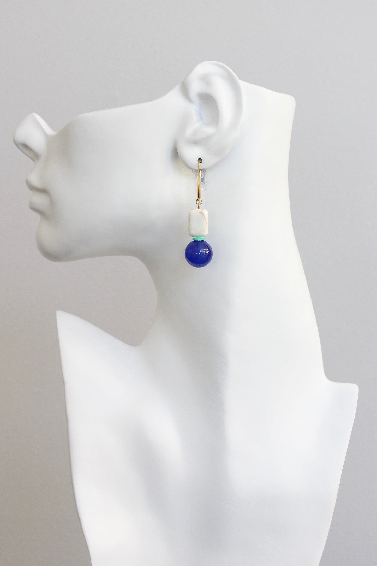 KYLE19 cobalt and white earrings