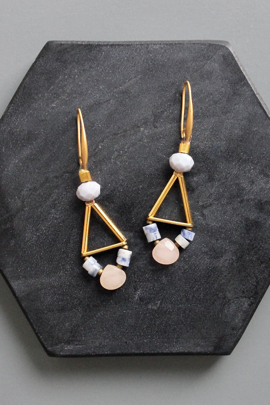 KYLE24 sodalite and peach jade earrings
