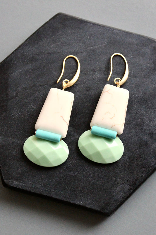 KYLE28 white and mint earrings