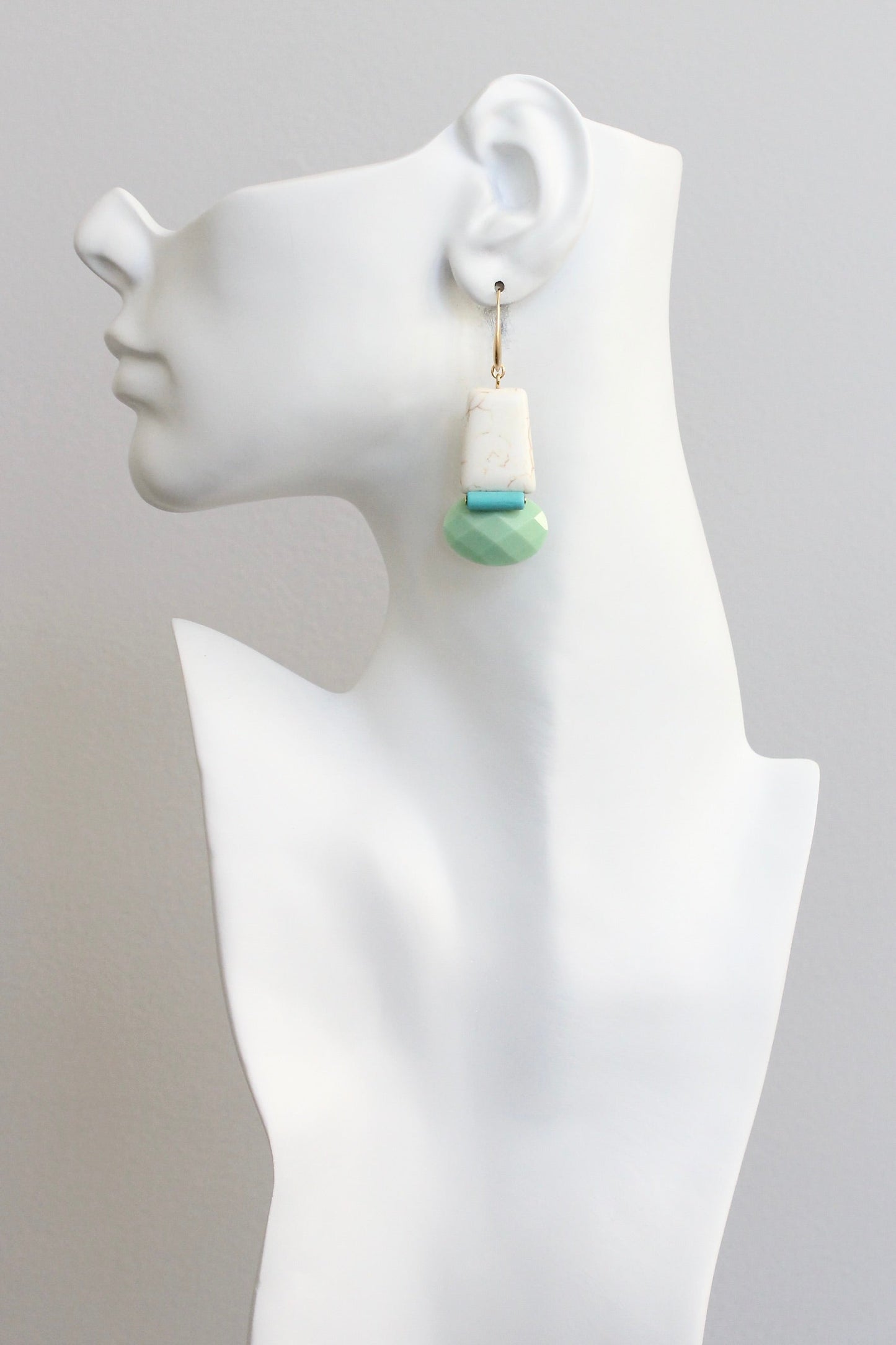 KYLE28 white and mint earrings
