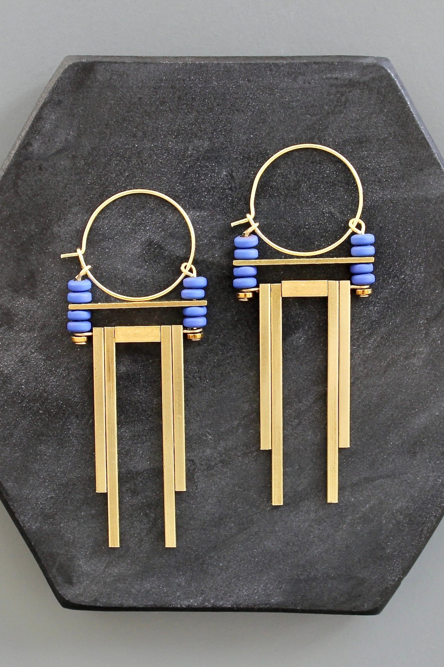 KYLE33 cobalt Artdeco hoop earrings