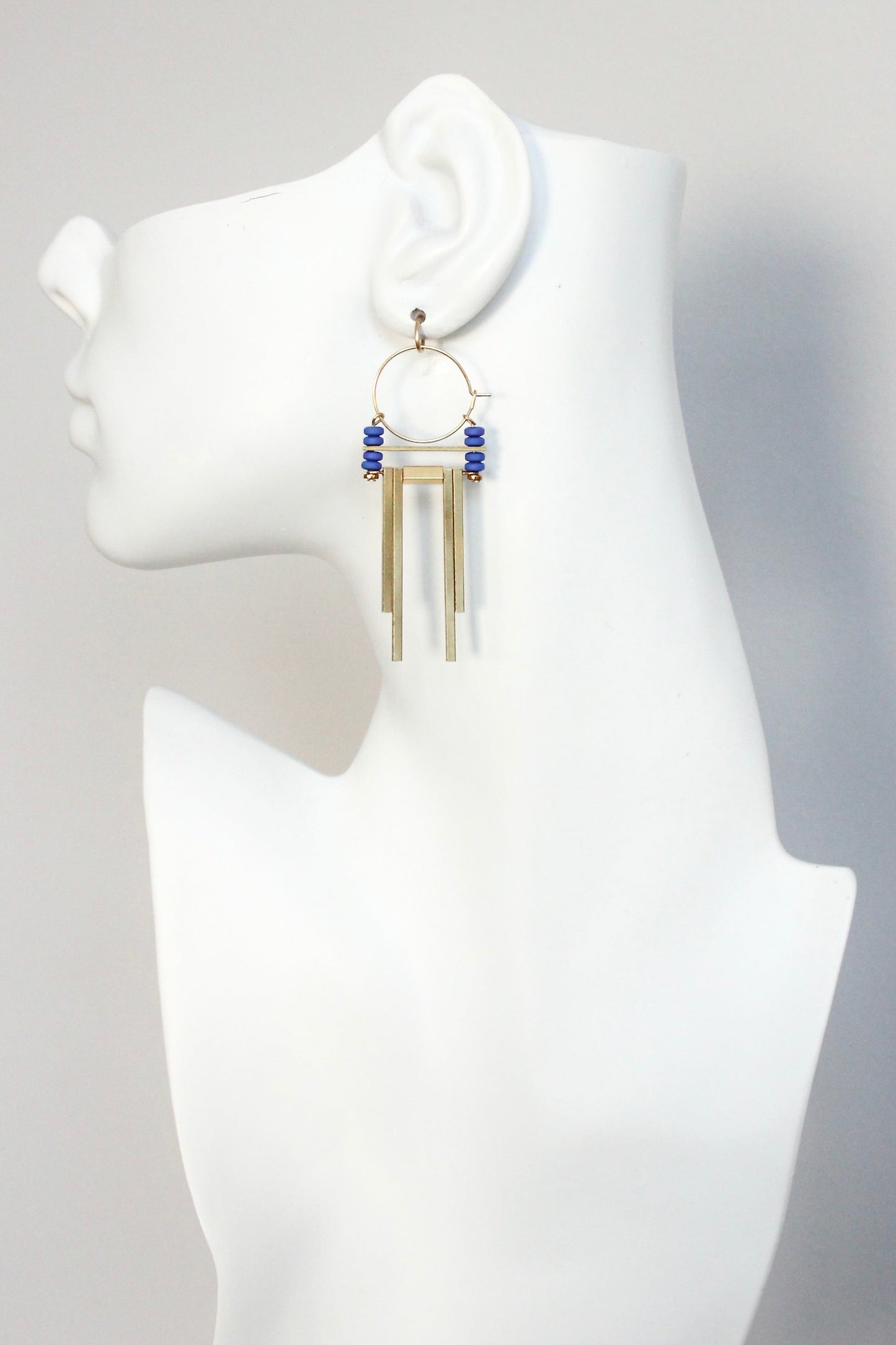 KYLE33 cobalt Artdeco hoop earrings