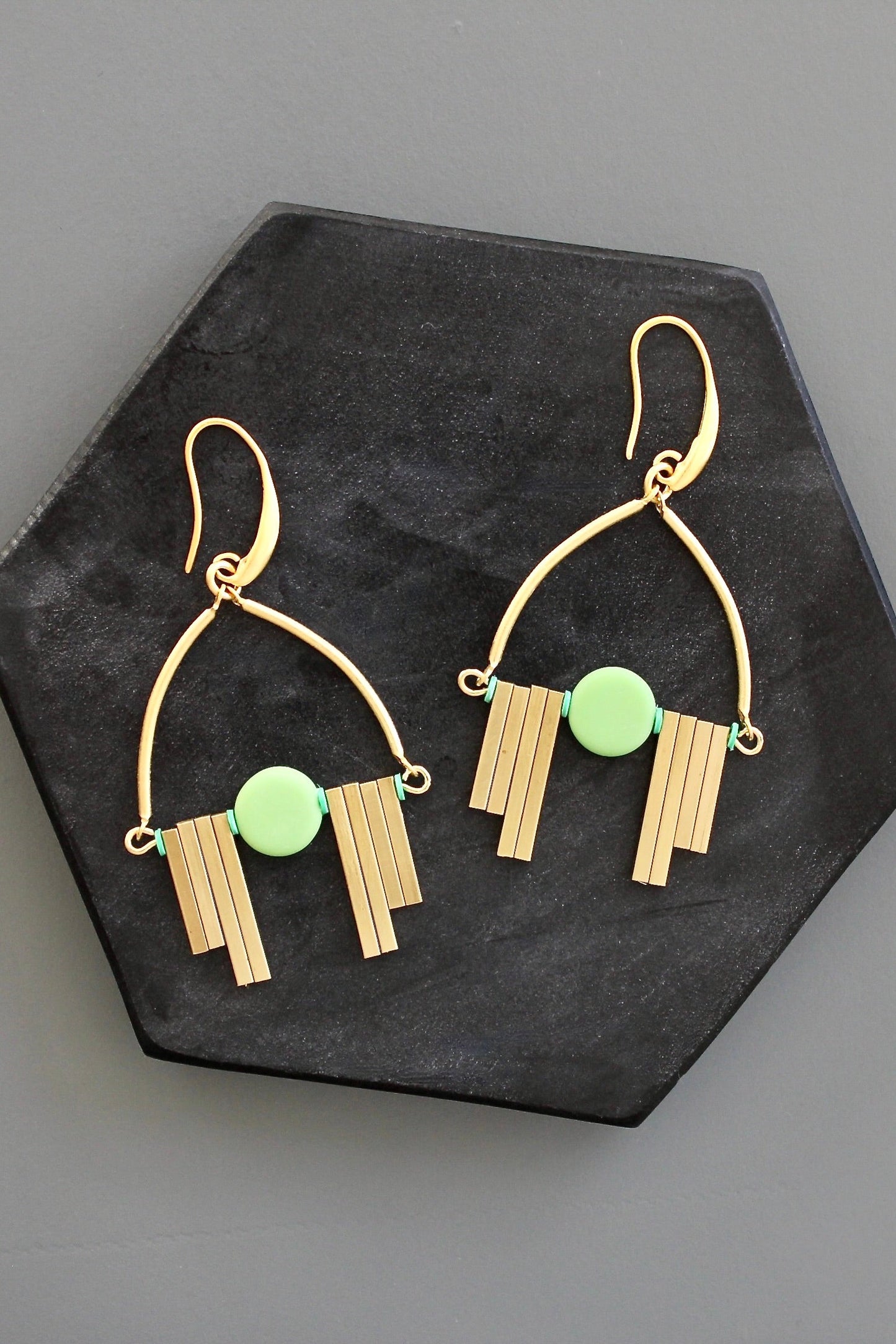 KYLE35 matte green Artdeco earrings